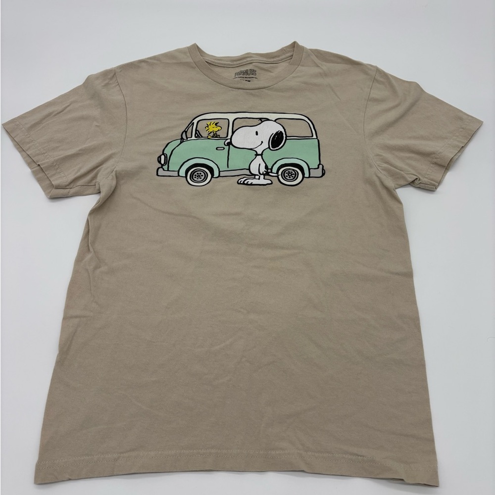 Peanuts Snoopy & Woodstock Camping T-Shirt – Tan – Size Small